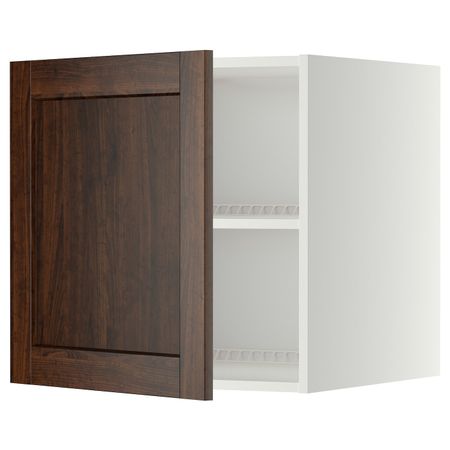 Верхний шкаф на холодильник/морозильн, белый/Эдсерум коричневый 60x60 см IKEA METOD МЕТОД 892.268.02
