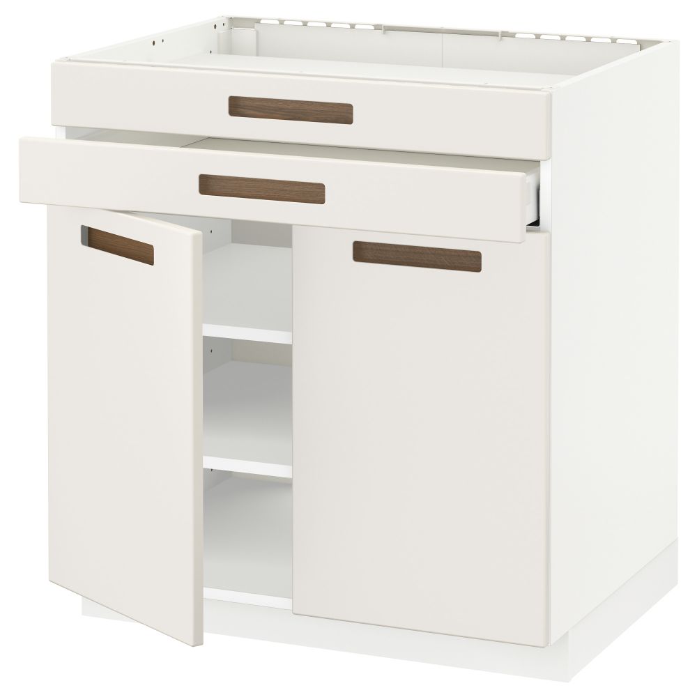 Напольный шкаф для варочной панели, 2 ящика, 2 фасада, 1 ящик МЕТОД / МАКСИМЕРА, белый, Мэрста белый (80x60 см) - схема-чертеж с размерами