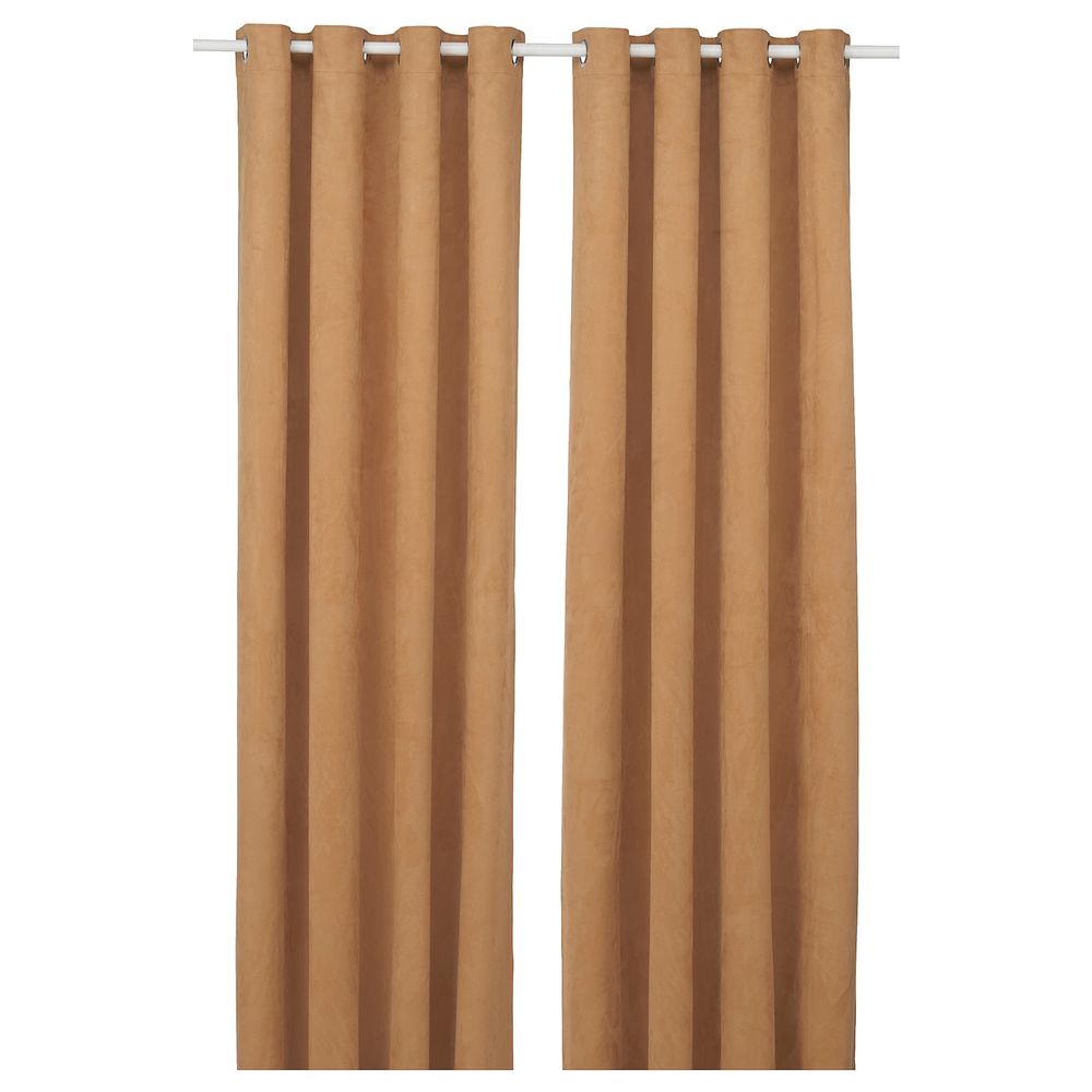 Гардины, блокирующие свет, 2 шт., желто-коричневый 145x300 см IKEA BIRTNA БИРТНА 305.179.02 - фото 1
