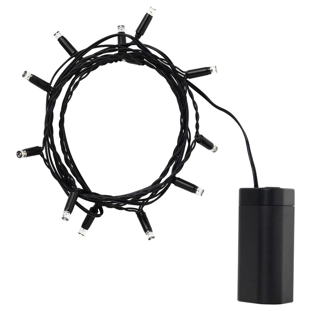 Гирлянда, 12 светодиодов, для сада/с батарейным питанием черный IKEA LEDLJUS ЛЕДЛЬЮС 103.574.57 - фото 1