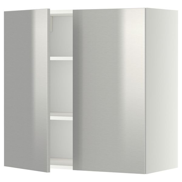 Навесной шкаф с полками, 2 дверцы МЕТОД, белый, Гревста нержавеющ сталь - схема-чертеж с размерами
