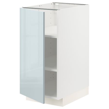 Напольный шкаф с полками, 40x60 см, белый, Kallarp серо-синий светлый IKEA METOD МЕТОД 394.795.85