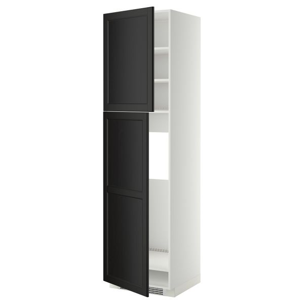 Высокий шкаф для холодильника, 2 дверцы МЕТОД, белый, Лаксарби черно-коричневый - схема-чертеж с размерами