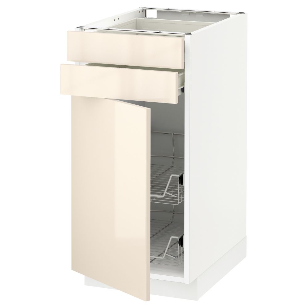 Напольный шкаф, дверца, 2 ящика, проволочных корзин МЕТОД / ФОРВАРА, белый, Рингульт кремовый - схема-чертеж с размерами