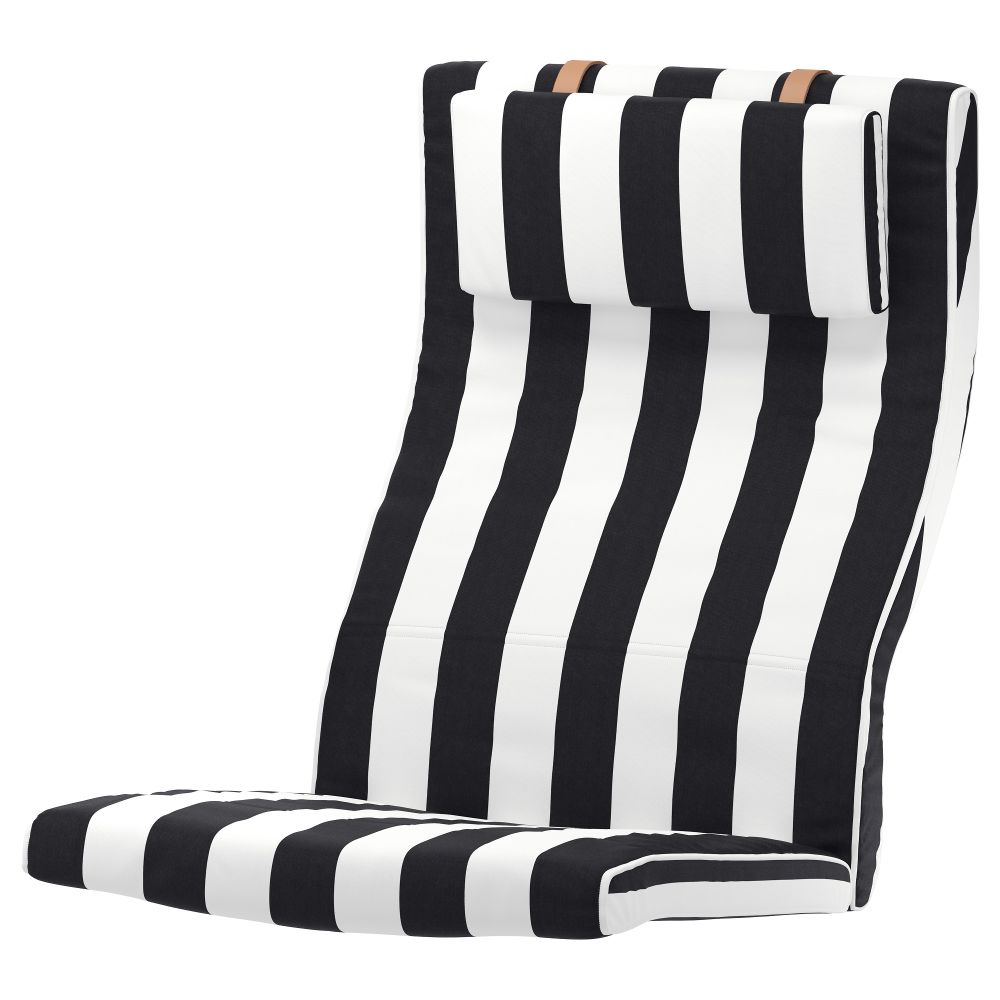 Подушка-сиденье на кресло ПОЭНГ, Стенли черный/белый - фото 1