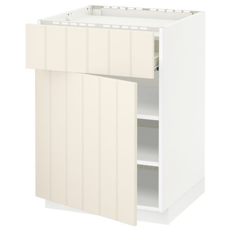 Напольный шкаф для варочной панели, ящик, полка, дверцы МЕТОД / ФОРВАРА, белый, Хитарп белый с оттенком (60x60 см)