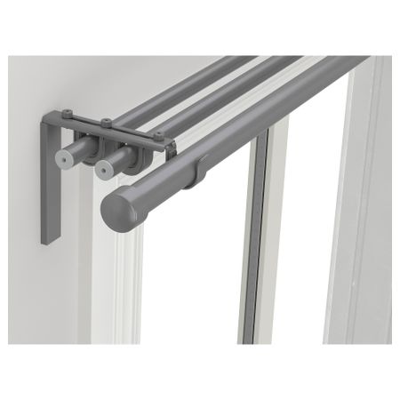 Тройной гардинный карниз, комбинация РЭККА / ХУГАД, серебристый (210-385 см)