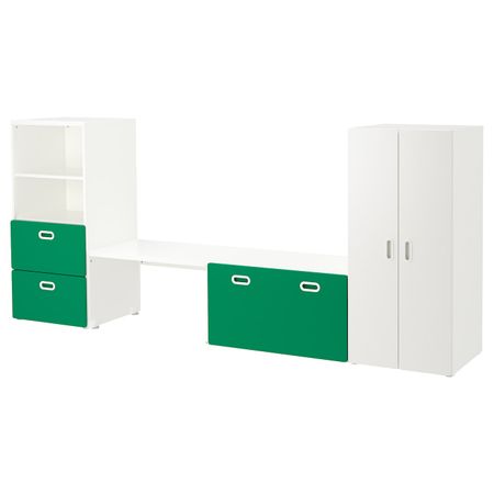Комбинация для хранения, белый/зеленый 300x50x128 см IKEA СТУВА / ФРИТИДС 792.672.61