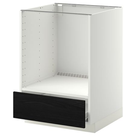 Напольный шкаф для духовки, с ящиком МЕТОД / ФОРВАРА, белый, Тингсрид черный (60x60 см)
