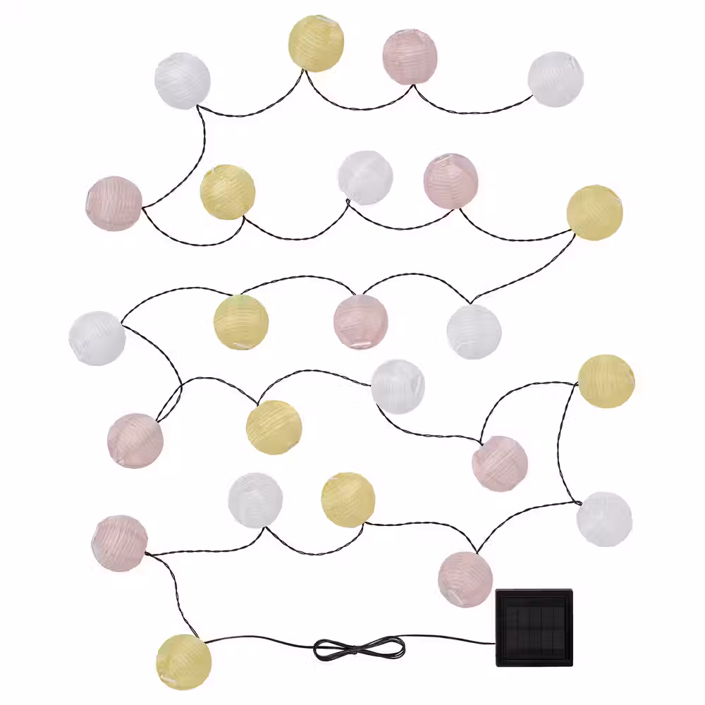 SOLVINDEN Гирлянда, 24 светодиода - на солнечной батарее шаровидный/желтый розовый - фото 1