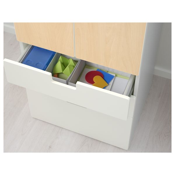 Комбинация для хранения с дверцами, ящиками СТУВА, белый, береза (60x50x128 см) - фото 3