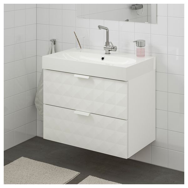 Шкаф для раковины с 2 ящиками ГОДМОРГОН / БРОВИКЕН, Решён белый (80x48x68 см) - схема-чертеж с размерами