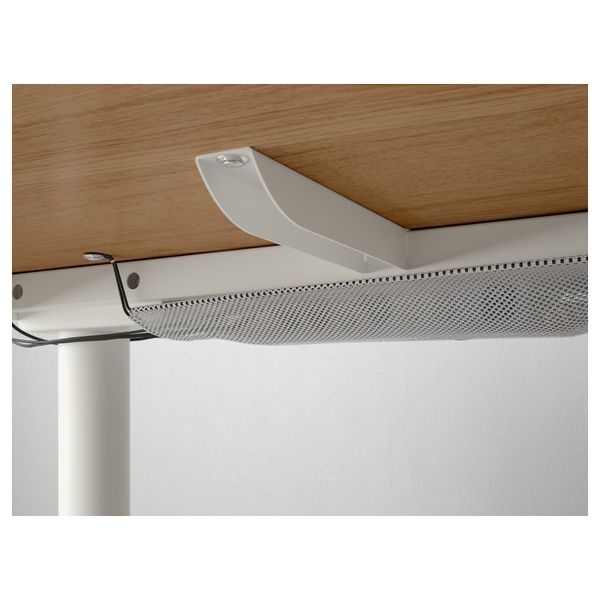 Угловой письменный стол левосторонний трансформер БЕКАНТ, дубовый шпон, белый (160x110 см) - фото 4