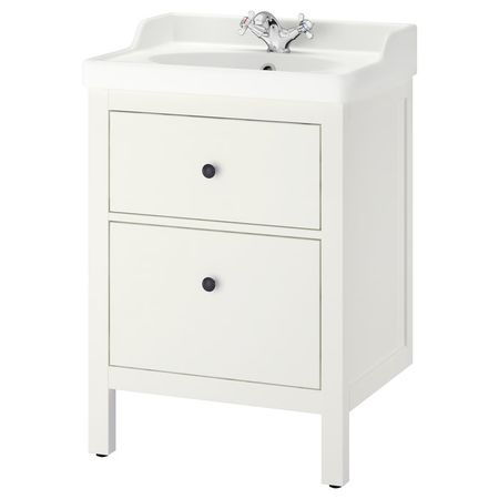 HEMNES / RUTSJÖN Шкаф с ящиками/раковина/смеситель - белый 62x49x95 см