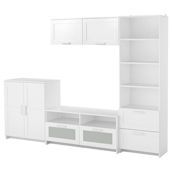 Шкаф для ТВ, комбинация, белый 258x41x190 см IKEA BRIMNES БРИМНЭС 593.966.50 - фото 1