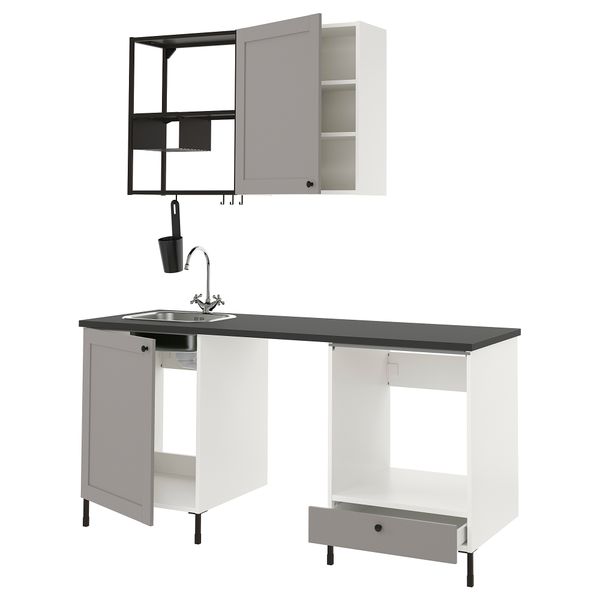 Кухня, 183x63.5x222 см, антрацит/серый каркас IKEA ENHET 193.375.11 - фото 1