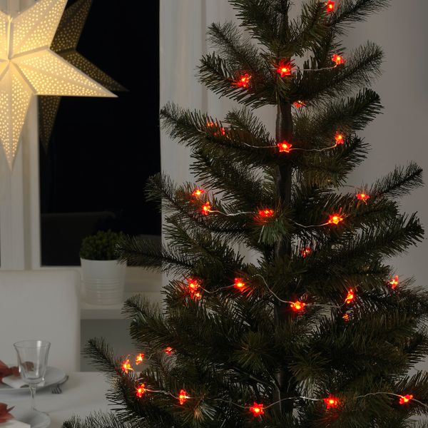 Гирлянда, 40 светодиодов, с батарейным питанием мини, звезда красный IKEA СТРОЛА 304.441.71 - фото 4