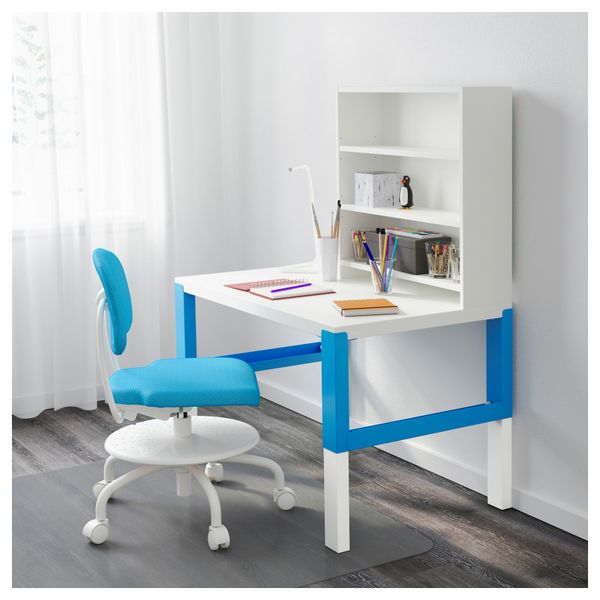 Письменн стол с полками ПОЛЬ, белый, синий (96x58 см) - фото 2