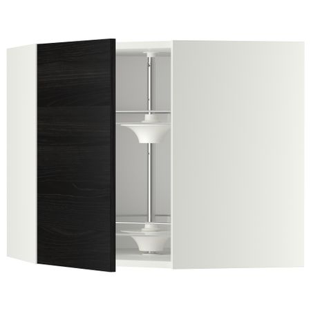 Угловой навесной шкаф с вращающейся секцией МЕТОД, белый, Тингсрид черный