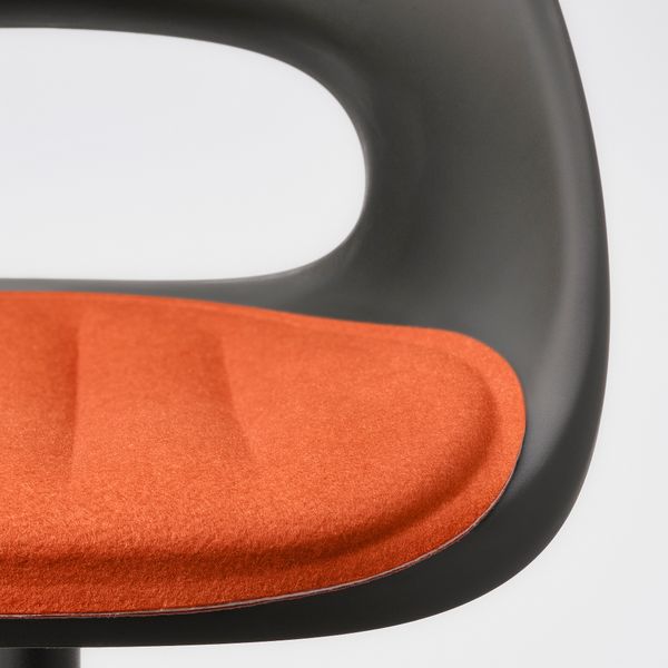 Рабочий стул + подушка, темно-серый, оранжевый IKEA MALSKÄR МАЛЬСКЭР, ELDBERGET ЭЛДБЕРГЕТ 496.039.66 - схема-чертеж с размерами