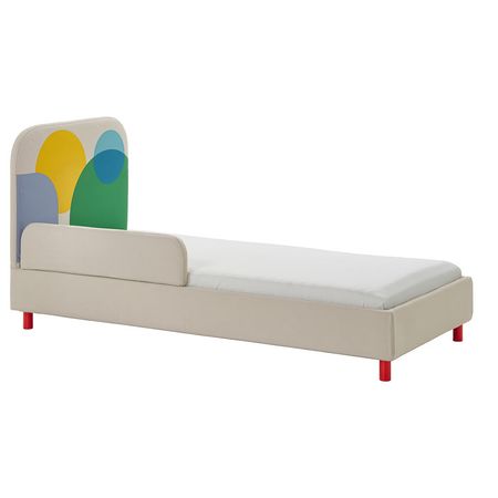 GRYSNA Каркас кровати с обивкой - Vissle бежевый/разноцветный 90x200 см