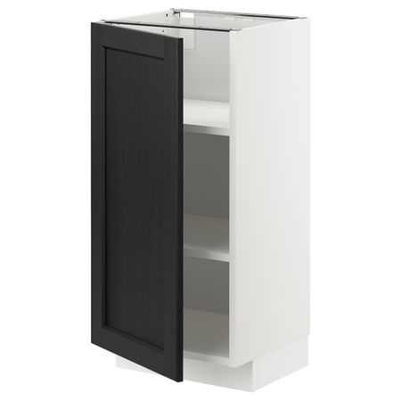 Напольный шкаф с полками, белый/Лерхюттан черная морилка 40x37 см IKEA METOD МЕТОД 494.445.19