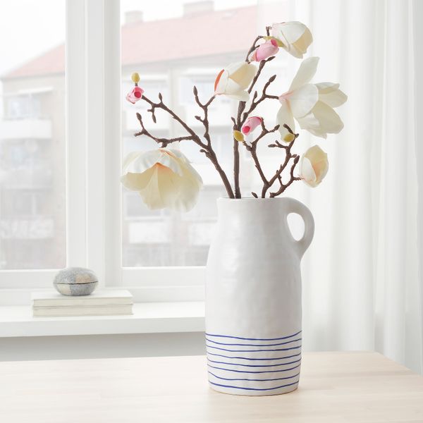 Ваза, керамика белый/синий, 30 см IKEA ГОДТАГБАР 304.367.41 - фото 2