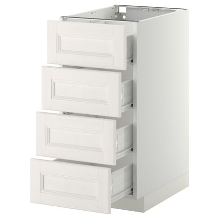Напольный шкаф 4 фронтальных панели/4 ящика МЕТОД / ФОРВАРА, белый, Лаксарби белый