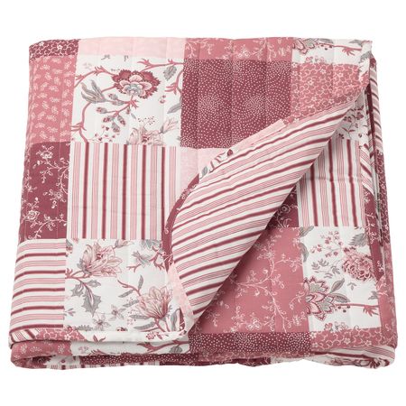 Покрывало, белый, розовый, 180x250 см IKEA ВОРРЮТА 603.819.21