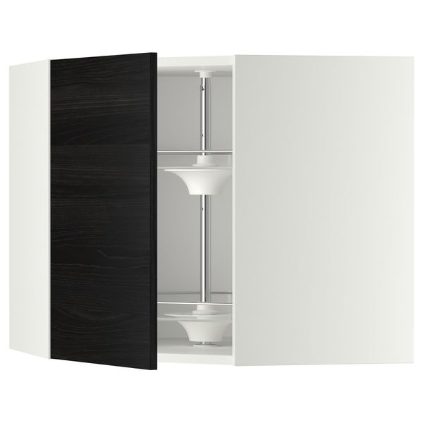 Угловой навесной шкаф с вращающейся секцией МЕТОД, белый, Тингсрид черный - схема-чертеж с размерами