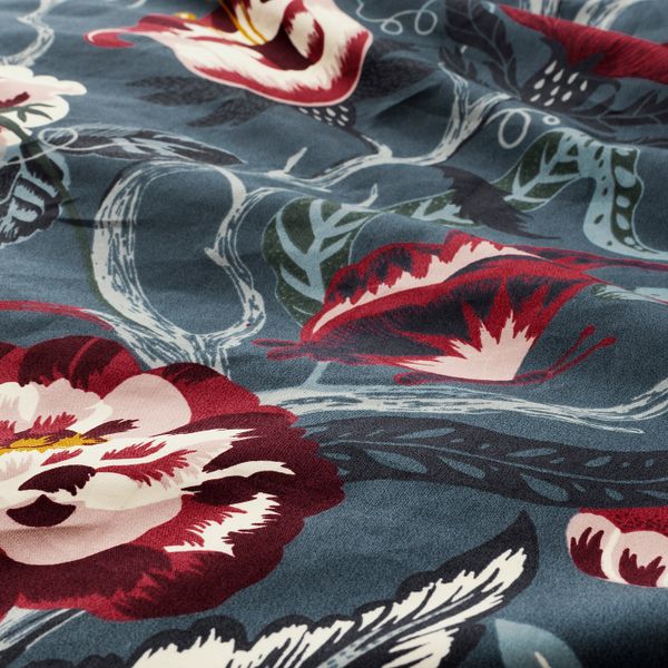 Пододеяльник и 1 наволочка, темно-синий, с цветочным орнаментом 150x200/50x70 см IKEA ФИЛОДЕНДРОН 904.125.58 - фото 4