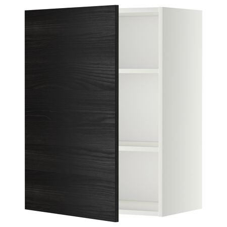 Шкаф навесной с полкой, белый, Тингсрид черный 60x80 см IKEA МЕТОД 092.248.59