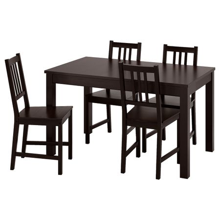 Стол и 4 стула, коричневый/коричнево-чёрный 130/190x80 см IKEA LANEBERG ЛАНЕБЕРГ / STEFAN СТЕФАН 894.829.53