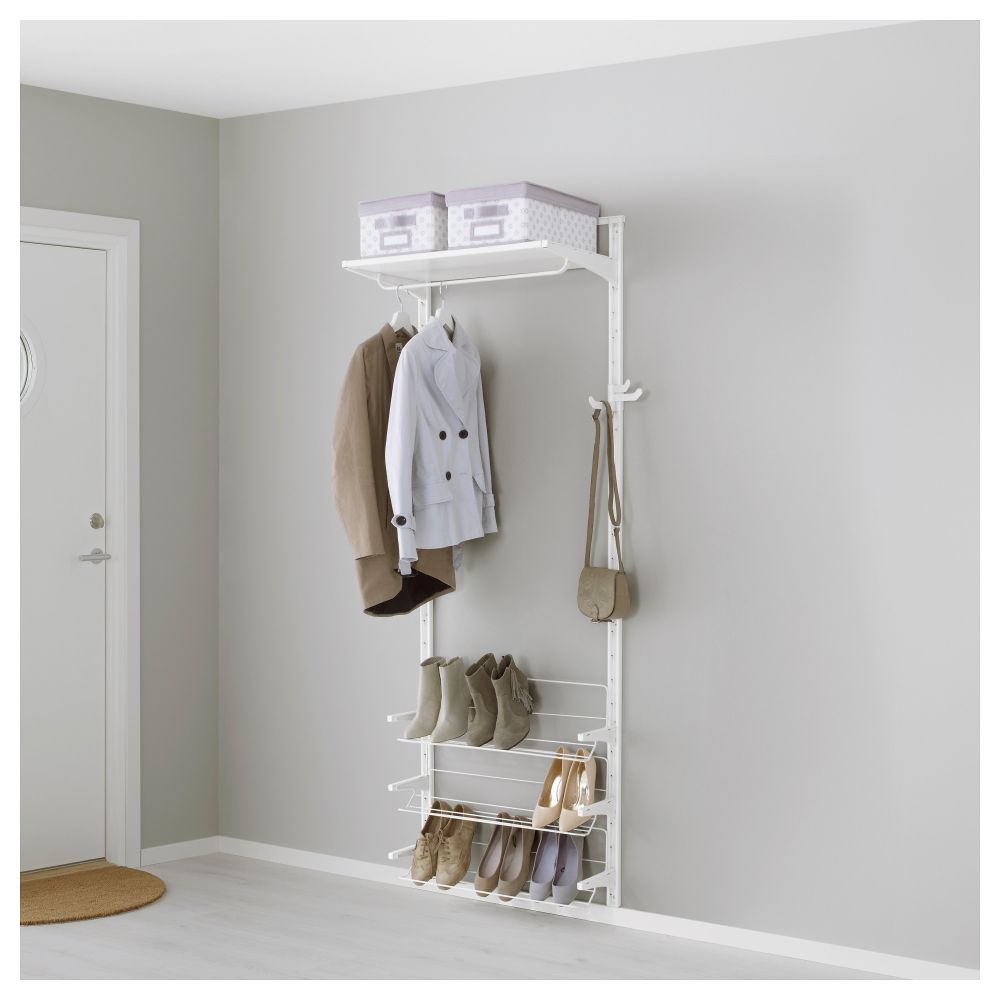 Настенная шина, полки, полка для обуви АЛЬГОТ, белый (76x41x199 см) - фото 1