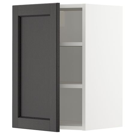 Навесной шкаф с полками, белый/Лерхюттан черная морилка 40x60 см IKEA METOD МЕТОД 394.451.66