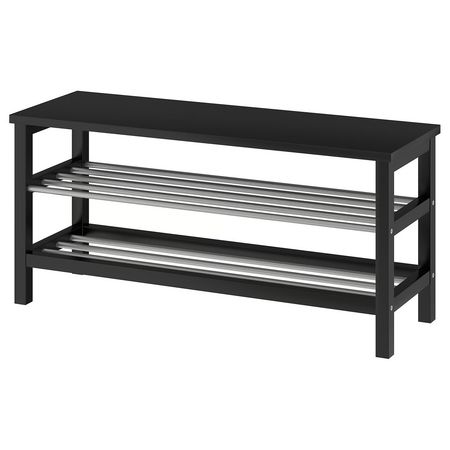 TJUSIG Скамья с полкой для обуви - чёрный 108x34x50 см