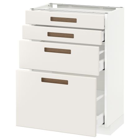 Напольный шкаф 4 фронтальных панели, 4 ящика МЕТОД / МАКСИМЕРА, белый, Мэрста белый