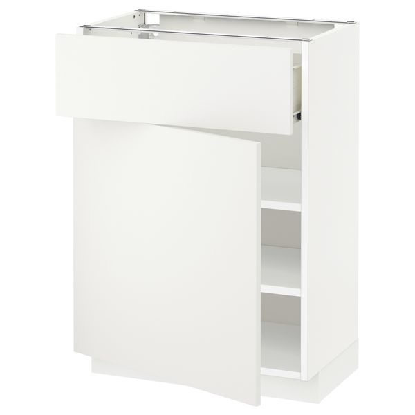 Напольный шкаф с ящиком, дверью МЕТОД / ФОРВАРА, белый, Хэггеби белый - схема-чертеж с размерами