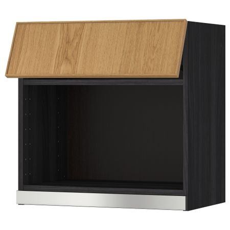 Навесной шкаф для СВЧ-печи МЕТОД, черный, Экестад дуб