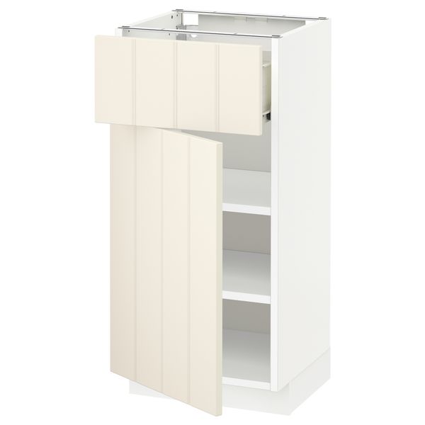 Напольный шкаф с ящиком, дверью МЕТОД / ФОРВАРА, белый, Хитарп белый с оттенком - схема-чертеж с размерами