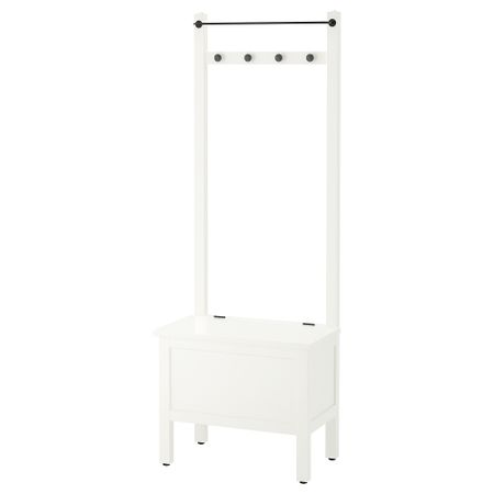 Скамья с ящиком, штанга и 4 крючка, белый, 64x37x173 см IKEA HEMNES ХЕМНЭС 303.966.55