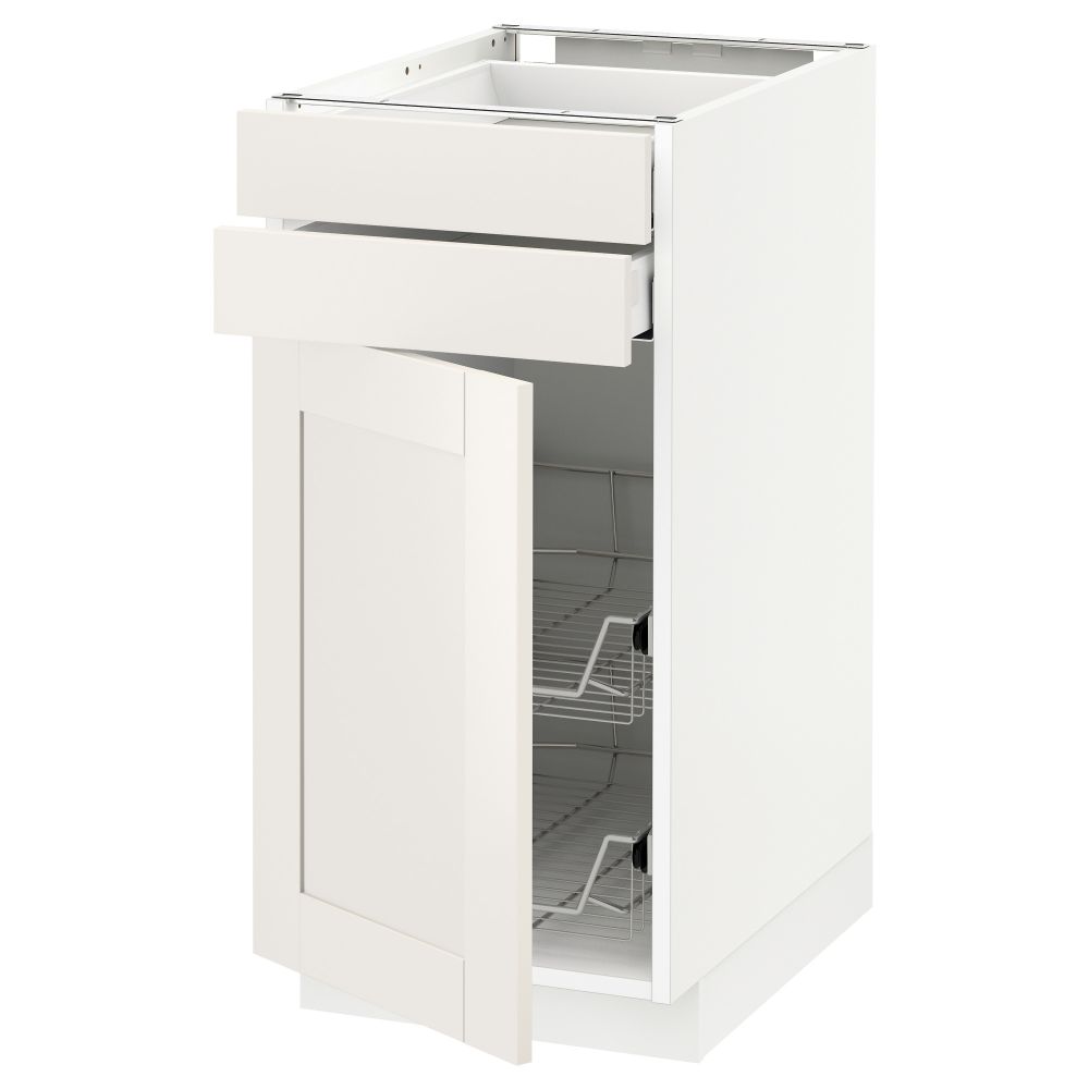 Напольный шкаф, дверца, 2 ящика, проволочных корзин МЕТОД / МАКСИМЕРА, белый, Сэведаль белый - схема-чертеж с размерами