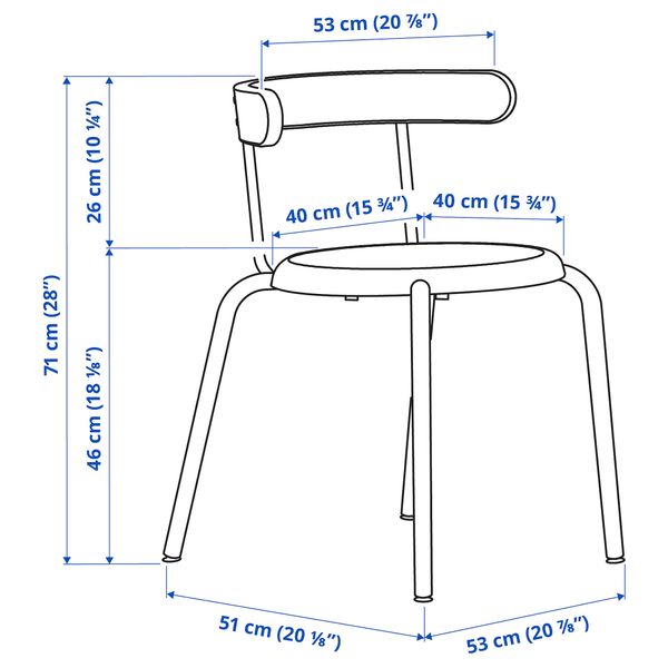 Стол и 4 стула, 130x70 см, антрацит, антрацит IKEA YNGVAR ИНГВАР, TOMTOMMARYD ТОММАРЮД ТОММАРЮД 993.901.18 - схема-чертеж с размерами