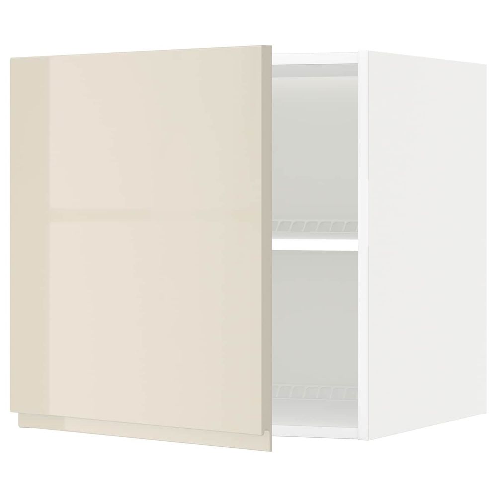 Верхний шкаф для холодильника/морозильн, белый/Воксторп глянцевый светло-бежевый 60x60 см IKEA METOD МЕТОД 894.457.05 - фото 1