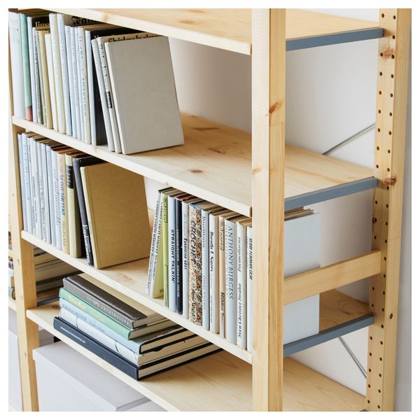 3 секции, полки ИВАР, сосна (259x30x179 см) - схема-чертеж с размерами