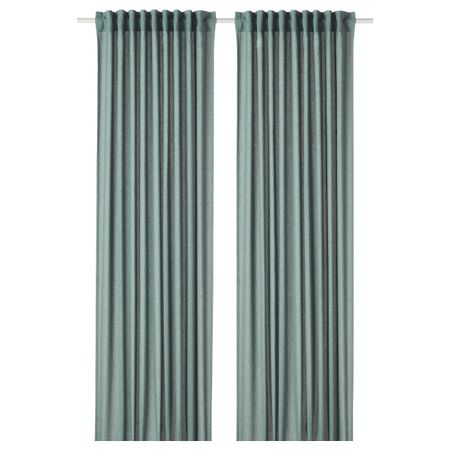 Затемняющие гардины, 2 шт., зелено-синий 145x300 см IKEA HANNALENA ХАННАЛЕНА 804.698.52