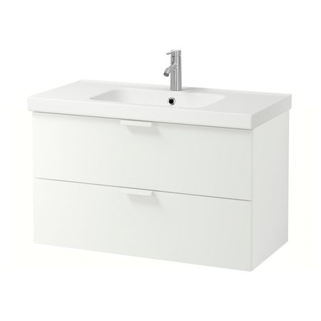 Шкаф для раковины с 2 ящ, белый/ДАЛЬШЕР смеситель 103x49x64 см IKEA GODMORGON ГОДМОРГОН / ODENSVIK ОДЕНСВИК 092.929.90