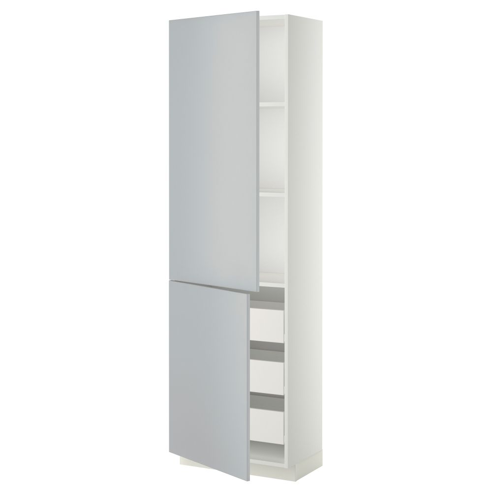 Высокий шкаф + полки, 3 ящика, 2 дверцы МЕТОД / ФОРВАРА, белый, Веддинге серый - фото 1