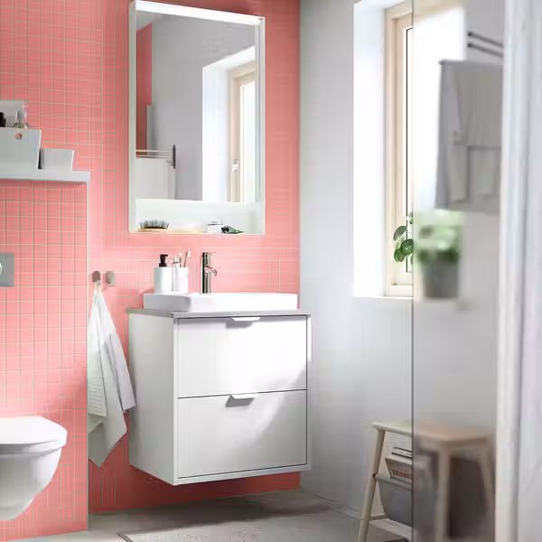 FAXÄLVEN Зеркало с подсветкой 60x95 см - схема-чертеж с размерами