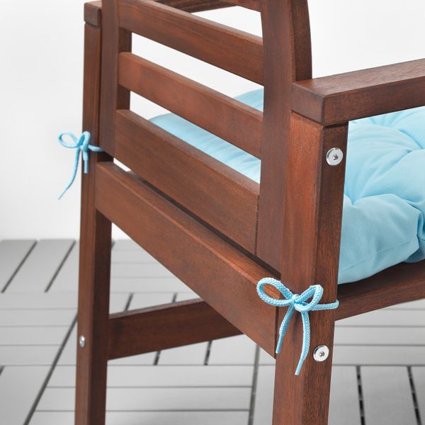 Стол + 2 кресла + скамья, для/сада, коричневая морилка/Куддарна голубой IKEA ÄPPLARÖ ЭПЛАРО 792.894.04 - фото 3